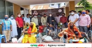 শ্রীমঙ্গলে অক্সিজেন, হুইল চেয়ার, খাদ্য ও সুরক্ষা সামগ্রী বিতরণ