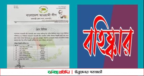 রাজবাড়ীতে নৌকার বিদ্রোহী ৮ প্রার্থীকে আ,লীগ থেকে বহিষ্কার