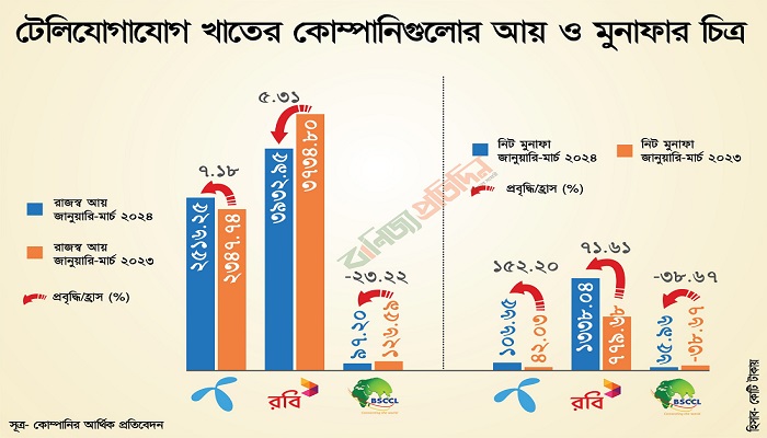 আয় বেড়েছে রবি-জিপির, কমেছে বিএসসিসিএল’র