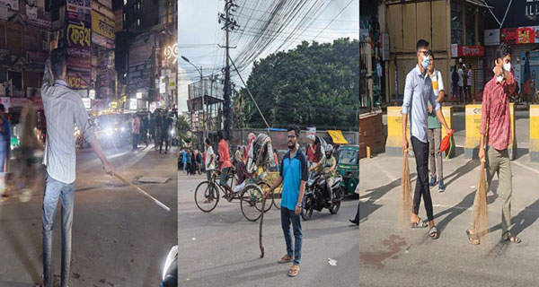 এবার রাস্তা-ফুটপাত পরিষ্কার ও যান নিয়ন্ত্রণে ছাত্ররা