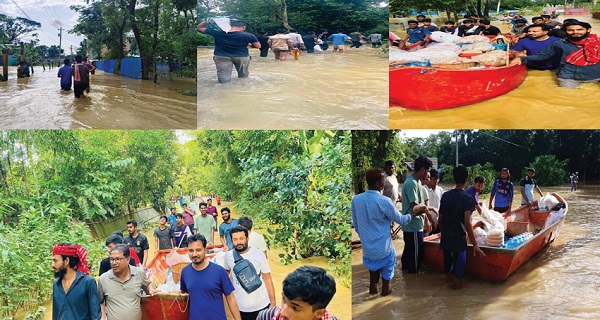 বন্যায় অসহায়দের সহায় হলেন শান্তিনীড় স্বেচ্ছাসেবীরা