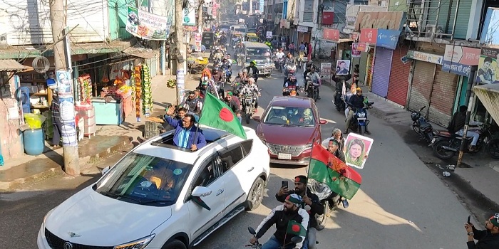 শাহরাস্তিতে ইঞ্জিনিয়ার মমিনুল হকের নেতৃত্বে বিজয় র‍্যালি